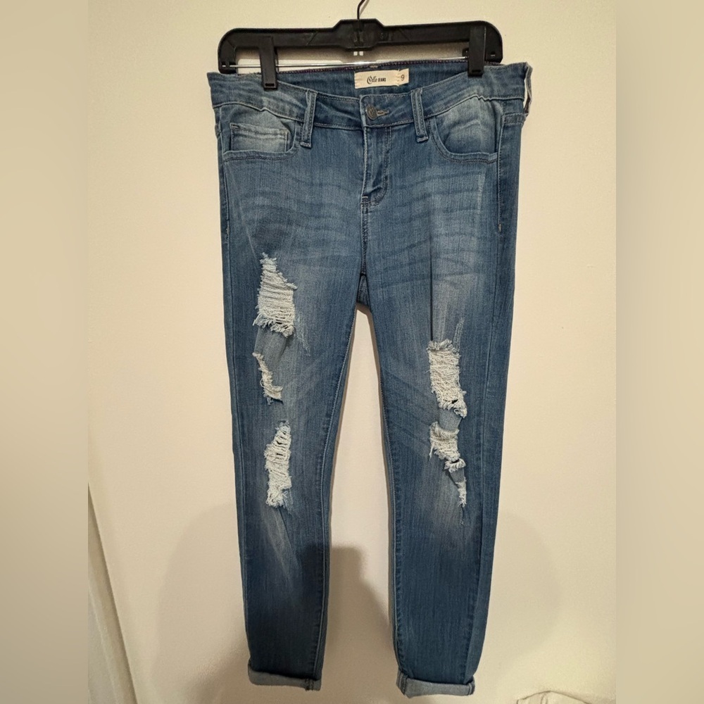 Cello Women's Distressed Skinny Jeans in Blue size 9